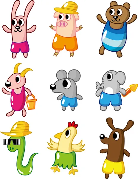 Dibujos animados icono de verano animal — Vector de stock