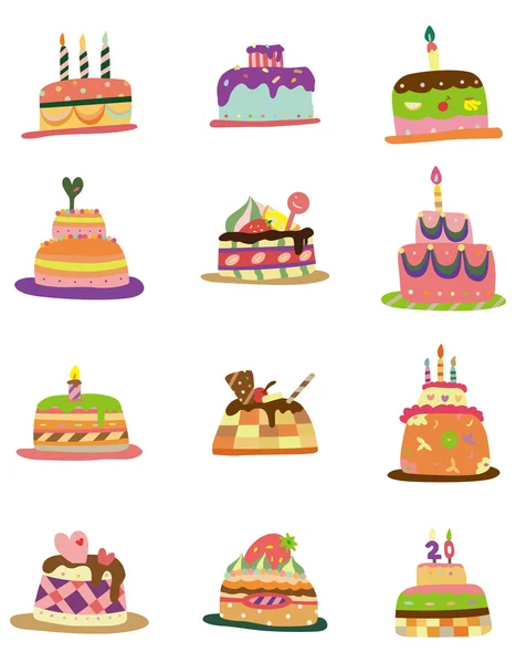 Dessin animé motif gâteau icône — Image vectorielle