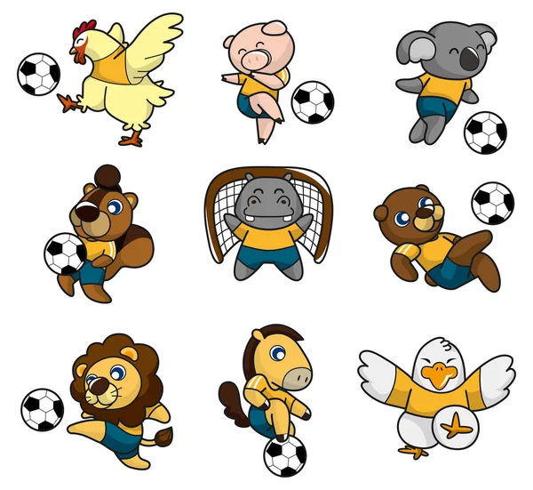Κινούμενα σχέδια ζώων ποδόσφαιρο εικονίδιο player — Διανυσματικό Αρχείο