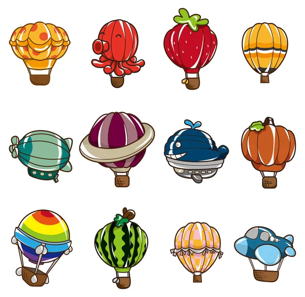 卡通热空气气球图标 — 图库矢量图片