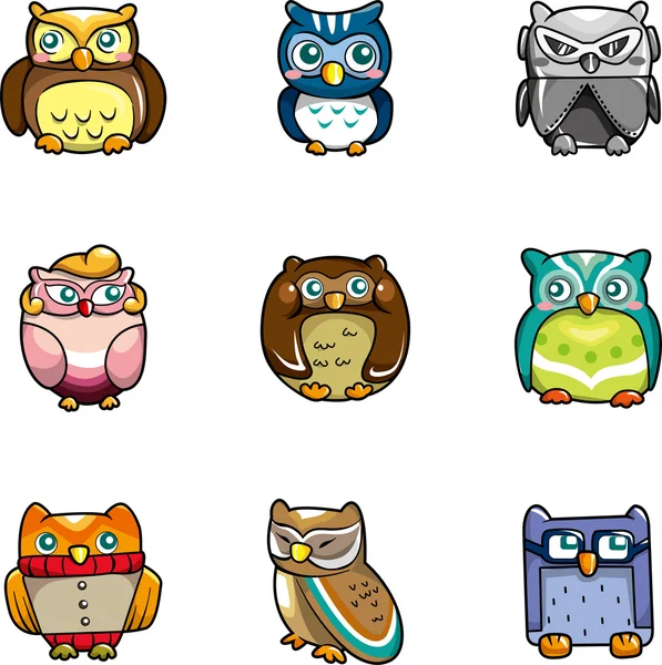 Cartoon owls icon — Stock Vector