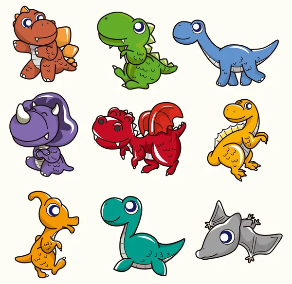 Cartoon Dinosaurus Icoon — Stockvector