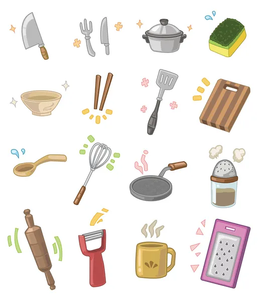 Ustensiles de cuisine dessin animé — Image vectorielle