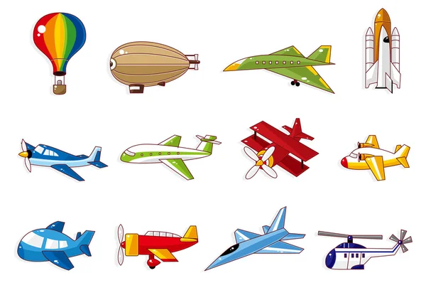 Ikony Samolotem kreskówka — Wektor stockowy