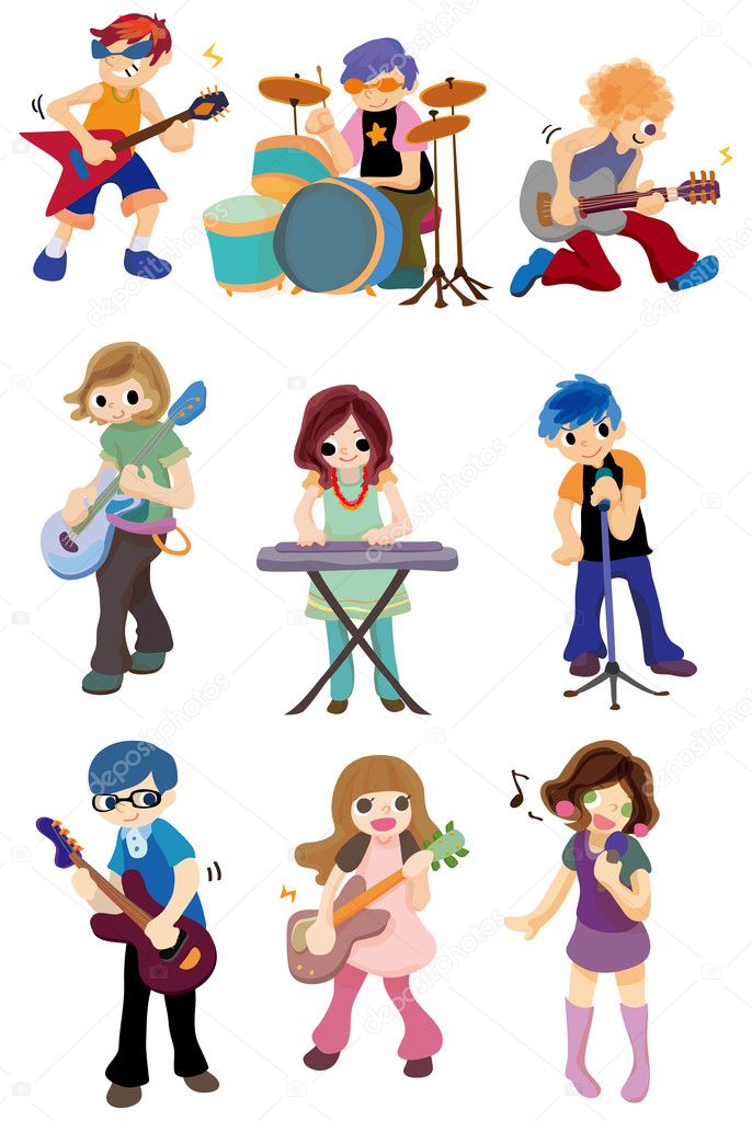 Cartoon rock band icon Stock Vector Image by ©mocoo2003 #8091664