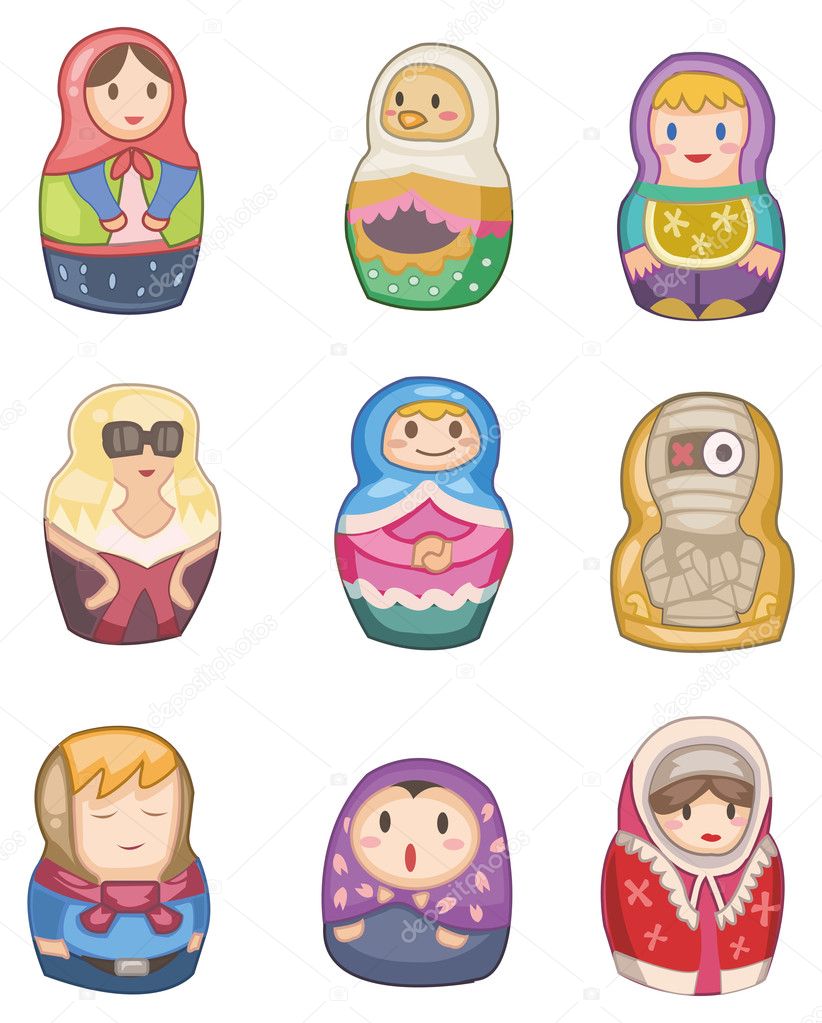 cartoon Russian dolls icon