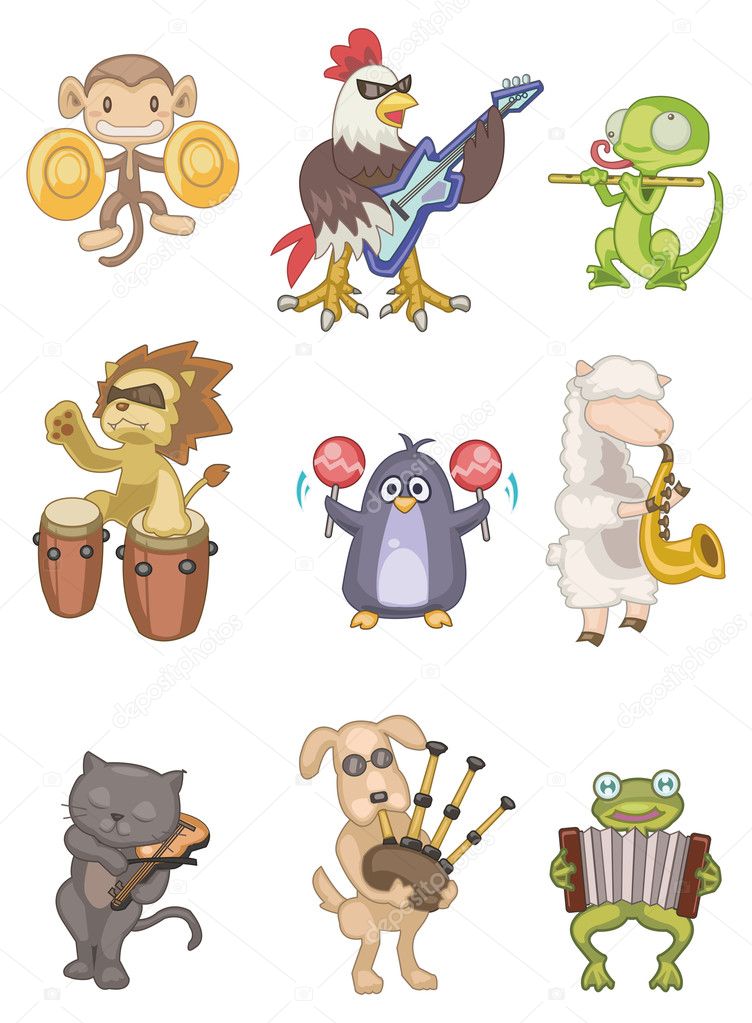 Animals with instruments Vector Art Stock Images | Depositphotos