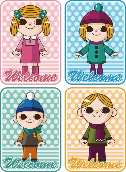 冬季儿童卡 — 图库矢量图片