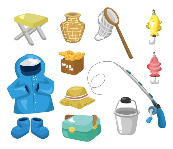 Desenhos animados ícones de pesca —  Vetores de Stock