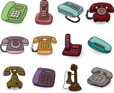 komik karikatür retro telefon Icon set