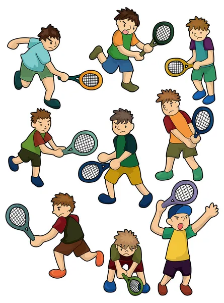 Desenho animado Tênis Jogadores ícone — Vetor de Stock