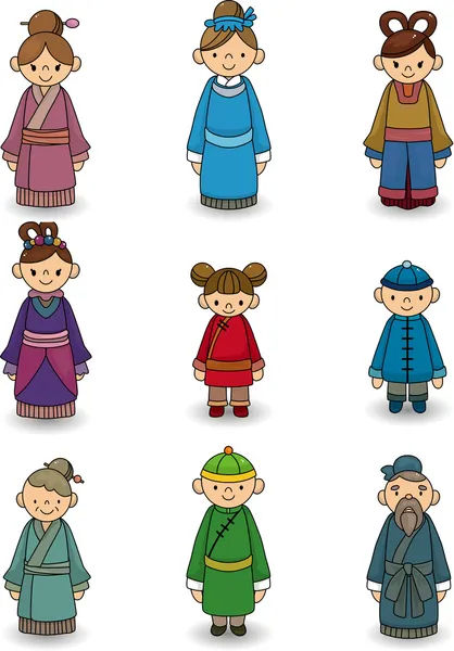 Conjunto de ícones de desenhos animados chineses —  Vetores de Stock