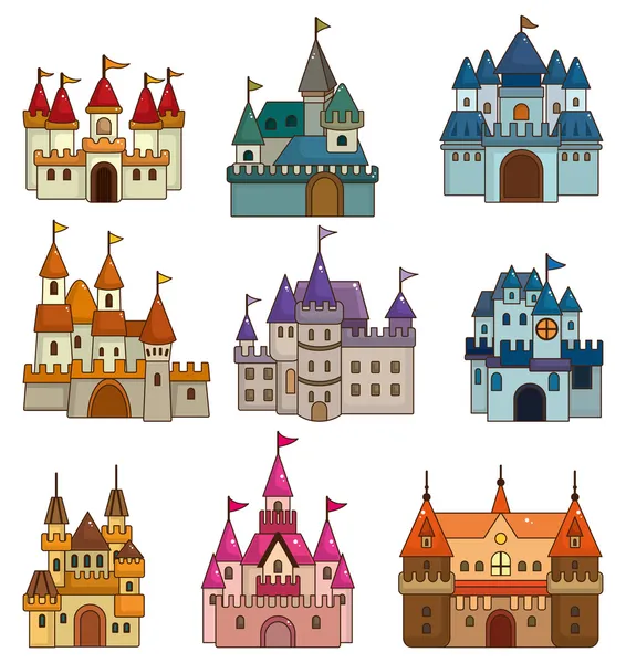 卡通童话城堡图标 — 图库矢量图片
