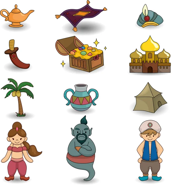 Lampe de dessin animé de l'icône Aladdin — Image vectorielle