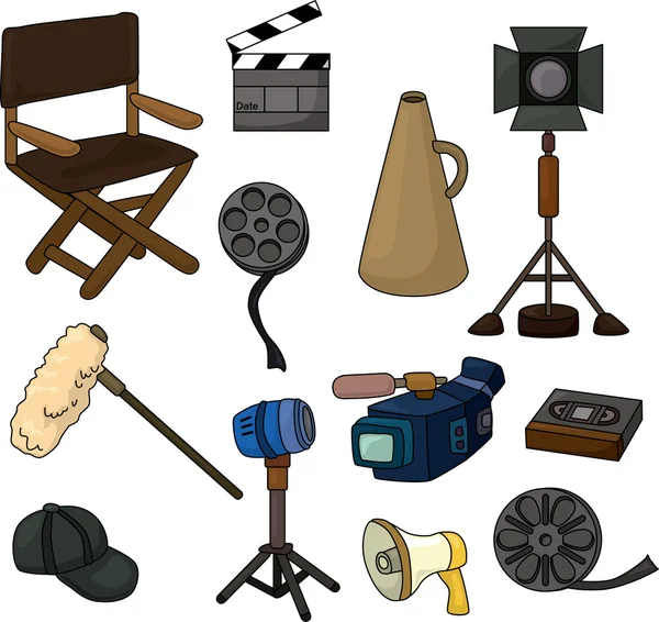 Cartoon movie equipment icon set Vector Graphics