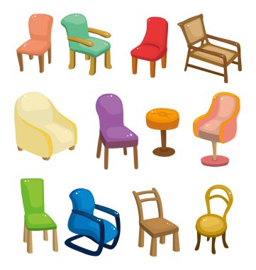 karikatür sandalye mobilya Icon set