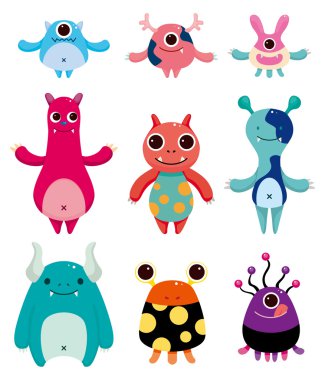 cartoon monster icons clipart