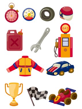 cartoon f1 car racing icon set clipart