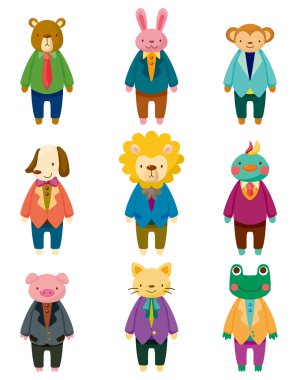 cartoon animal office worker icons clipart