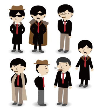 cartoon mafia icon set clipart