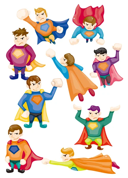 Iconos de dibujos animados superman — Vector de stock