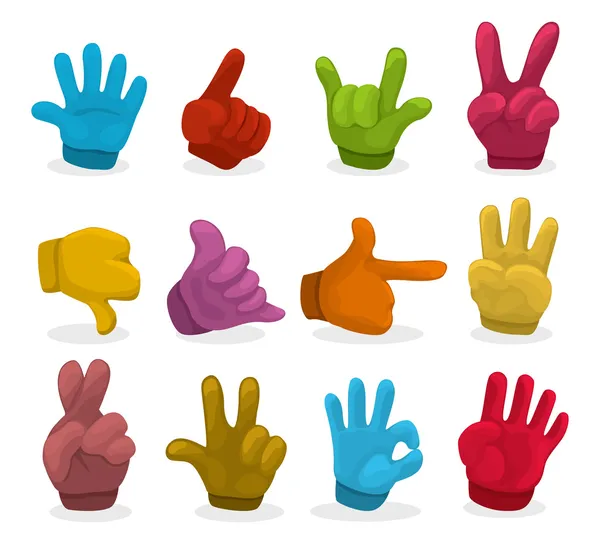 Cartoon color Hands collection ,vector — Stock Vector
