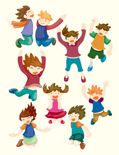 Dibujos animados niño saltar iconos — Archivo Imágenes Vectoriales