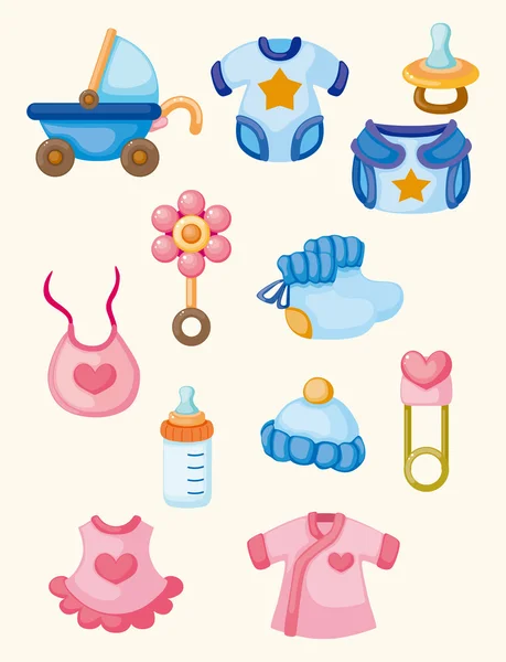 Desenho animado bebê bom conjunto de ícones — Vetor de Stock