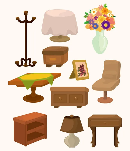Iconos de muebles de dibujos animados — Archivo Imágenes Vectoriales