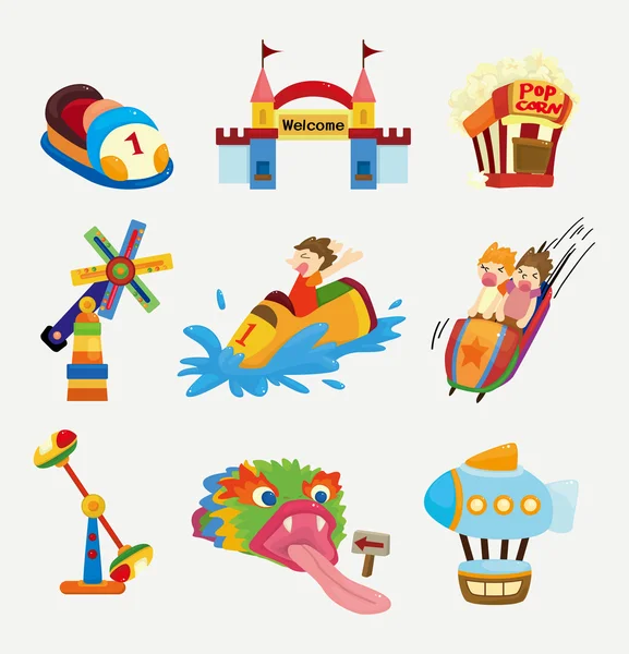 Ícones do parque infantil dos desenhos animados — Vetor de Stock