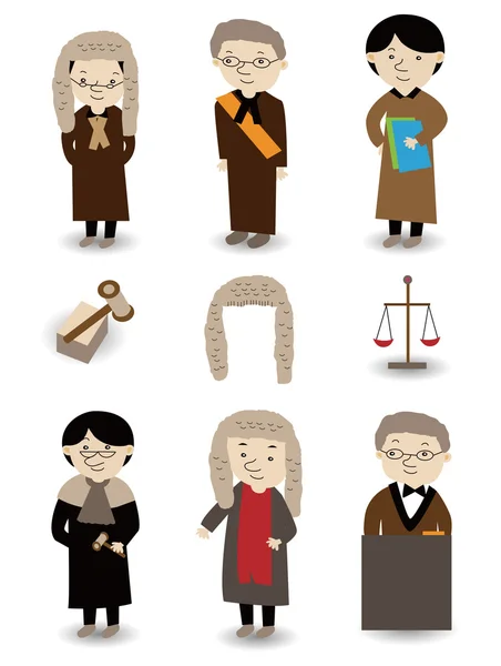 Dibujos animados Juez icono conjunto — Archivo Imágenes Vectoriales