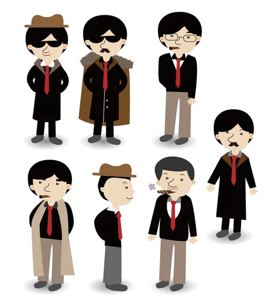 Set icona della mafia dei cartoni animati — Vettoriale Stock