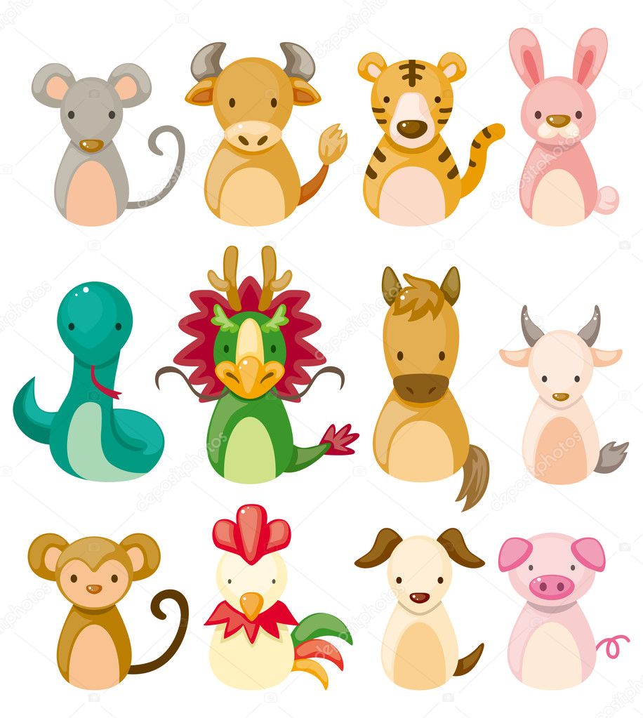 12 animal icon set,Chinese Zodiac animal , — Stock Vector © mocoo2003 ...