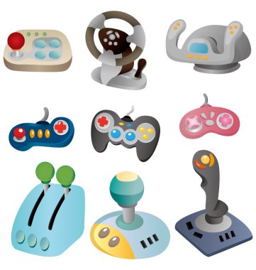 cartoon game joystick icon set clipart