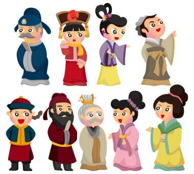 cartoon Chinese icon set clipart