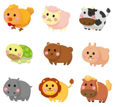 cartoon animal icon set clipart