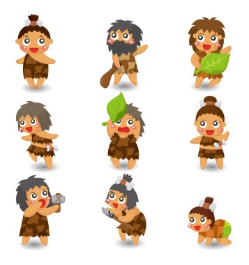 cartoon Caveman icon set,vector clipart