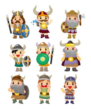 cartoon Viking Pirate icon set clipart