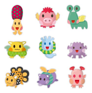 cartoon Monsters icons set clipart