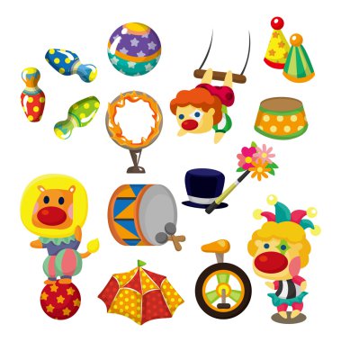 cartoon happy circus show icons collection clipart