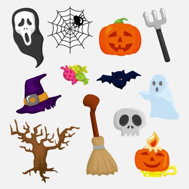 Halloween icons set clipart