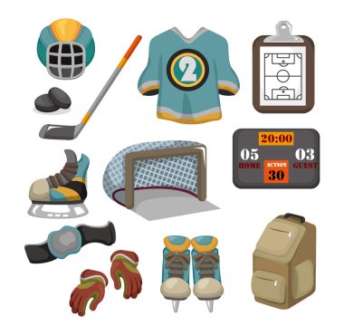 Vector ice hockey icon set clipart