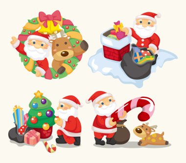 cute cartoon Christmas Holiday,santa, clipart