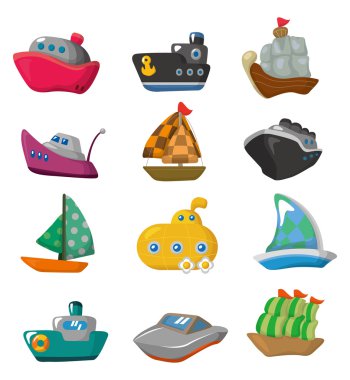 cartoon boat icon clipart