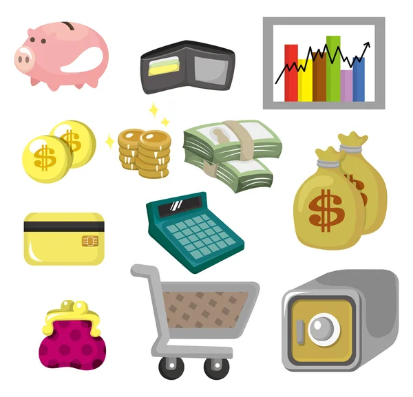 Cartoon Finance & Money Icon Set — Stockvektor
