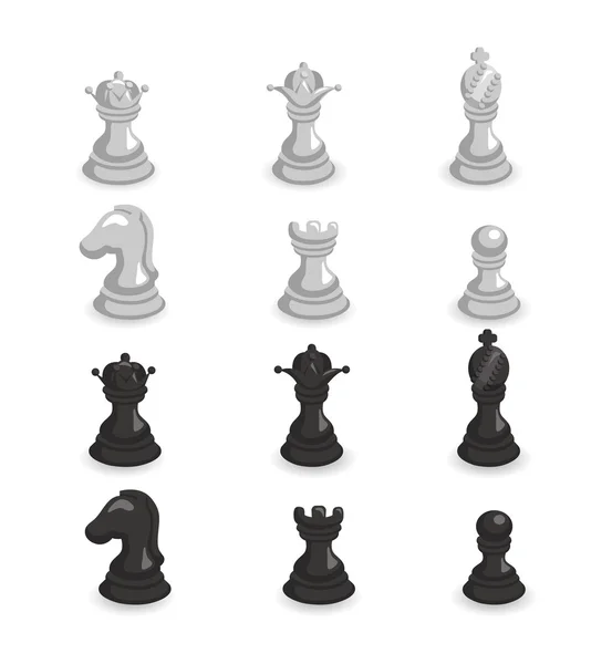 흰색과 검은색 체스 세트의 그림 — 스톡 벡터