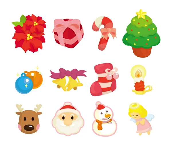 Cute cartoon Christmas element icon set — Stock Vector