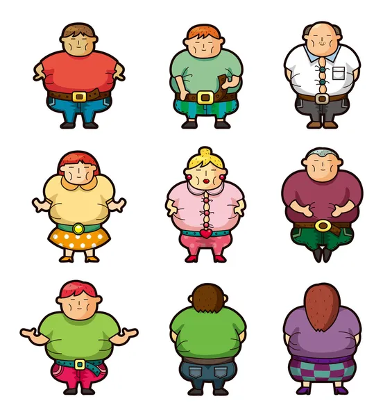 Cartoni animati icone di grasso — Vettoriale Stock