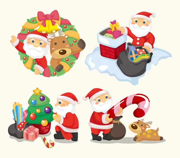 Lindo dibujos animados Navidad vacaciones, santa , — Vector de stock