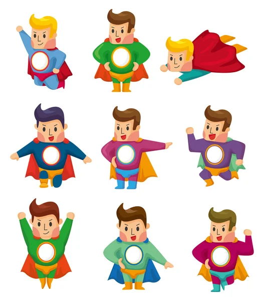 Ícones de super-homem de desenhos animados — Vetor de Stock